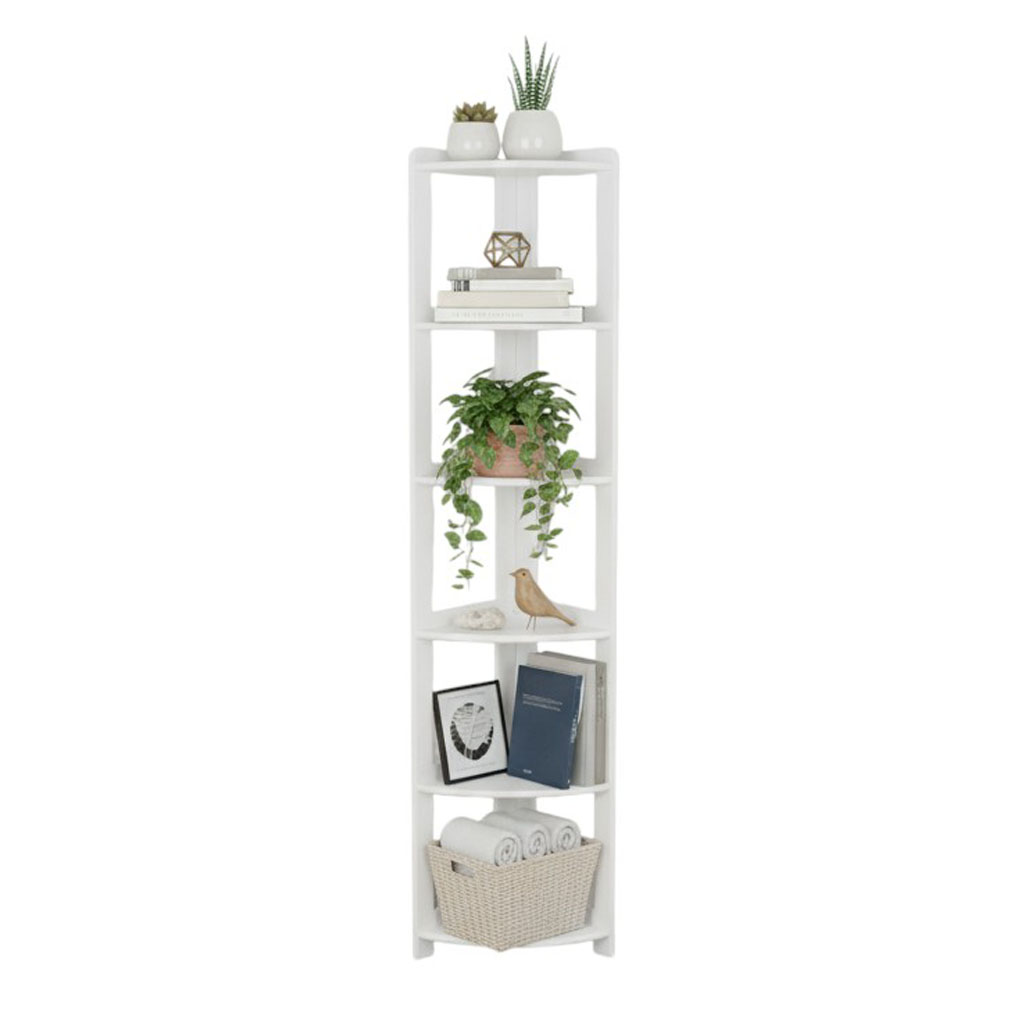Raft Elisse Transilvan, 6 polite, Colt Exterior, 37x37x203 cm, Alb